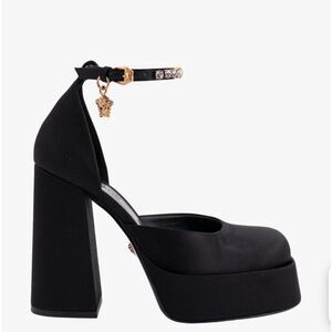 Versace Medusa Charm Platform Heel in Black NWB